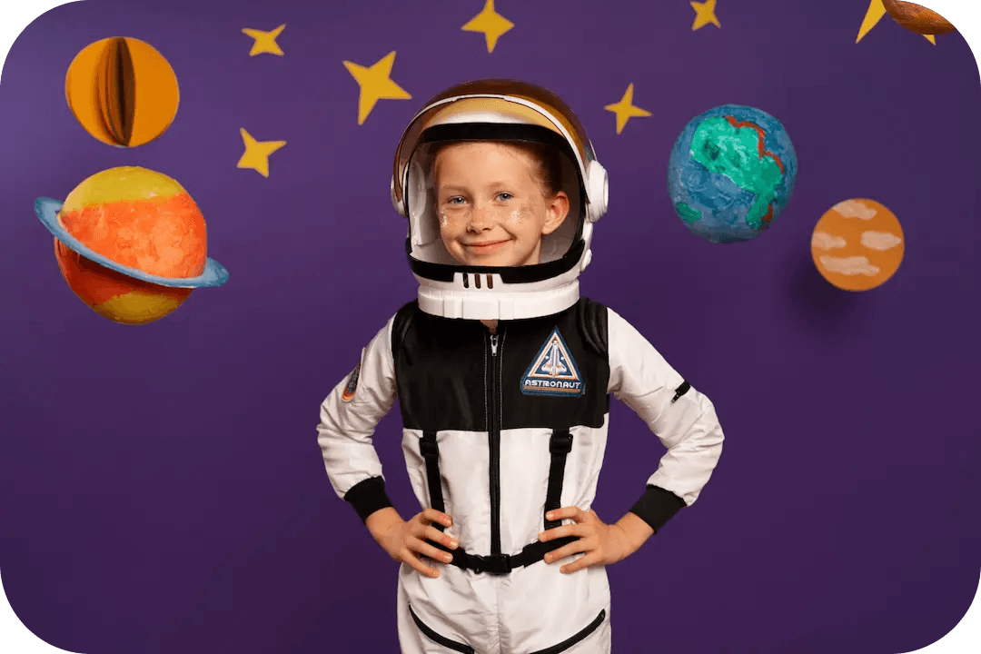 Child in astronaut helmet